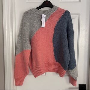 NEW Topshop Abstract Colorblock Crew Neck Sweater